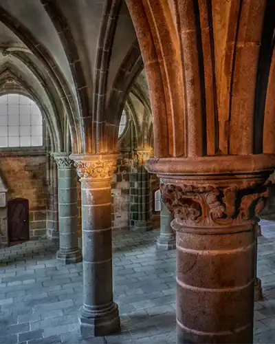 
Mont Saint-Michel, Manche, Normandy, France. UNESCO World Heritage site. Benedictine abbey, VII - XVI centuries.