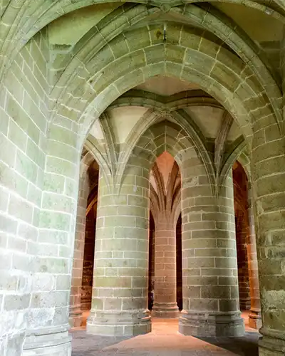 Beautiful Mont Saint-Michel cathedral on the island, Normandy, Northern France, Europe.