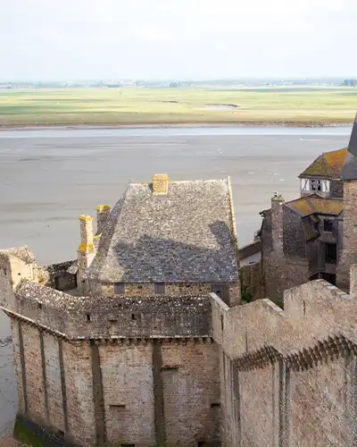 View of Mont Saint-Michel bay from its ramparts