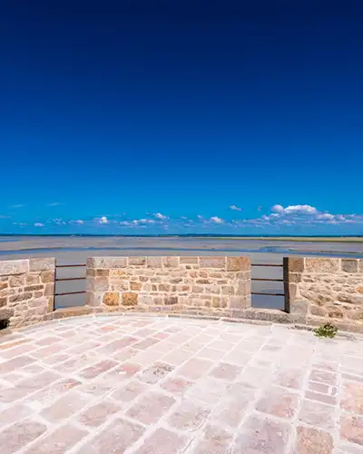 Beautiful terrace in Mont Saint-Michel, France.